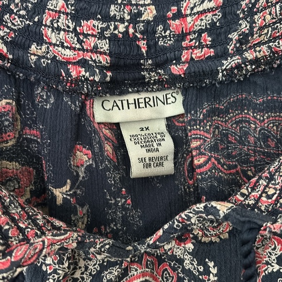 Women’s Plus Size Catherine’s Peasant Top, 2X, Blue, Paisley - Picture 2 of 6